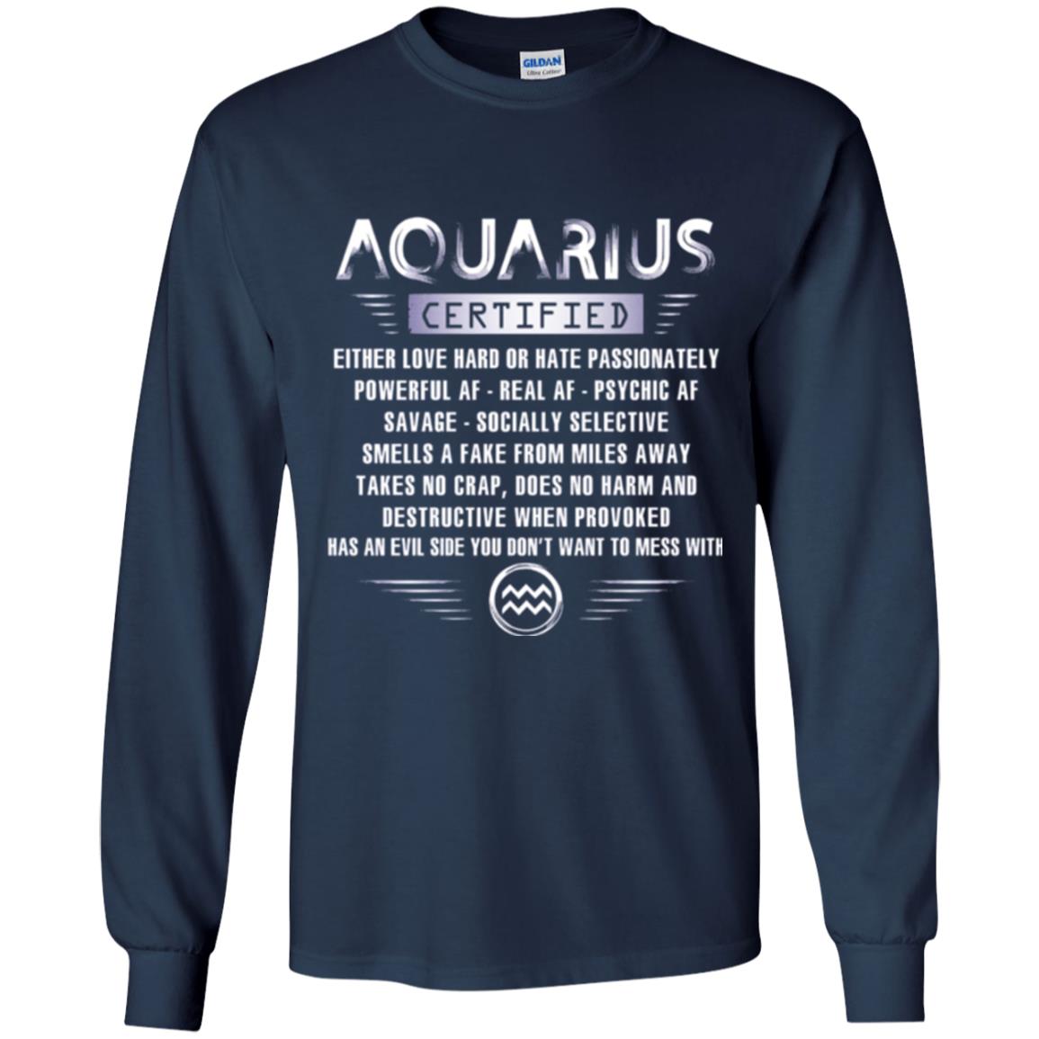 Aquarius Certified Either Love Hard T-shirt Navy