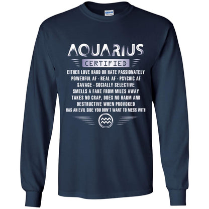 Aquarius Certified Either Love Hard T-shirt Navy