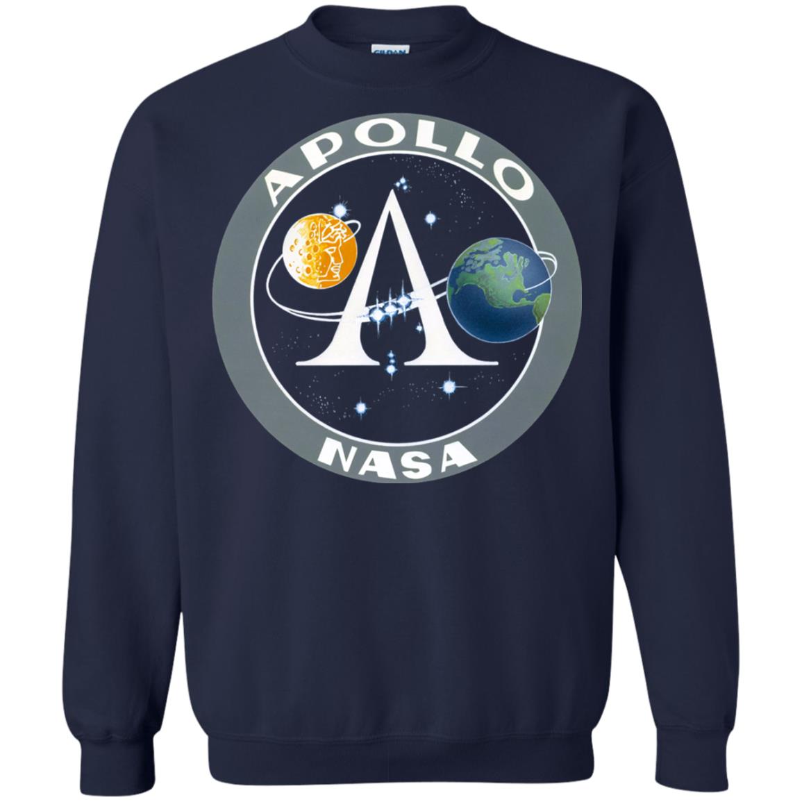 Apollo Program Moon Landing Patch Print Nasa Astronomy T-shirt Navy