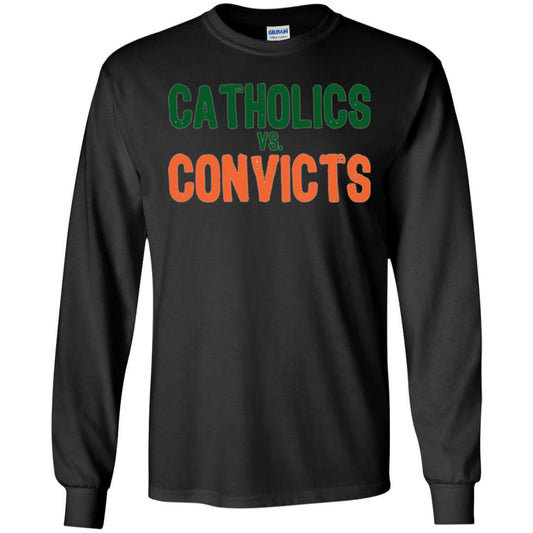 Football T-shirt Distressed Catholics Vs. Convicts 1988 Classic Black