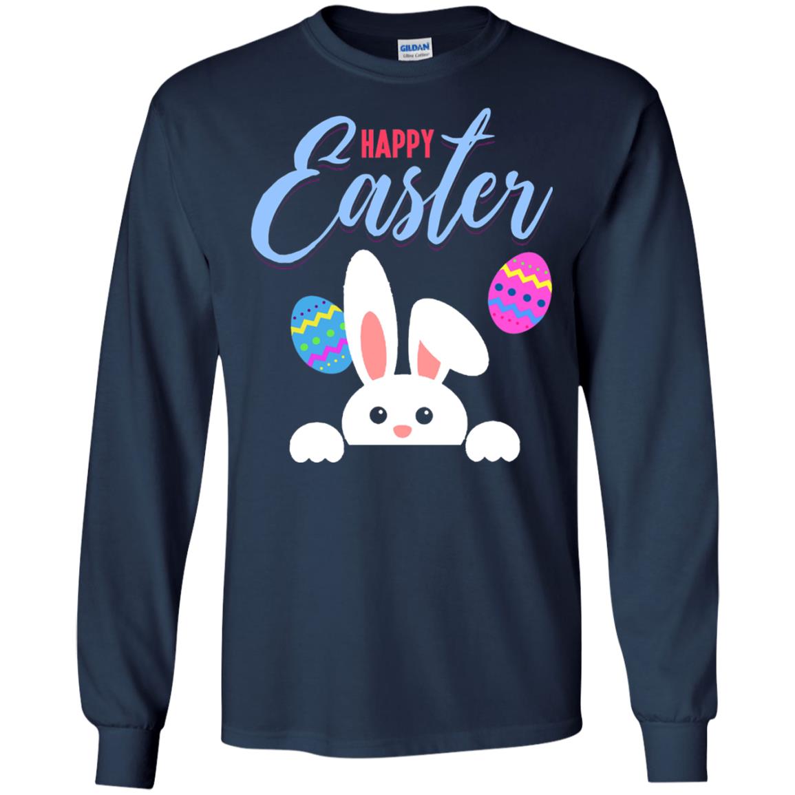 Emoji Bunny Egg Happy Easter Shirt Navy