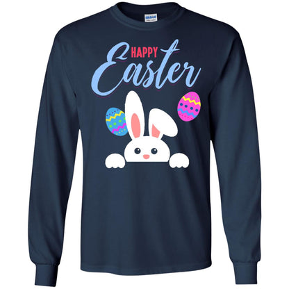 Emoji Bunny Egg Happy Easter Shirt Navy