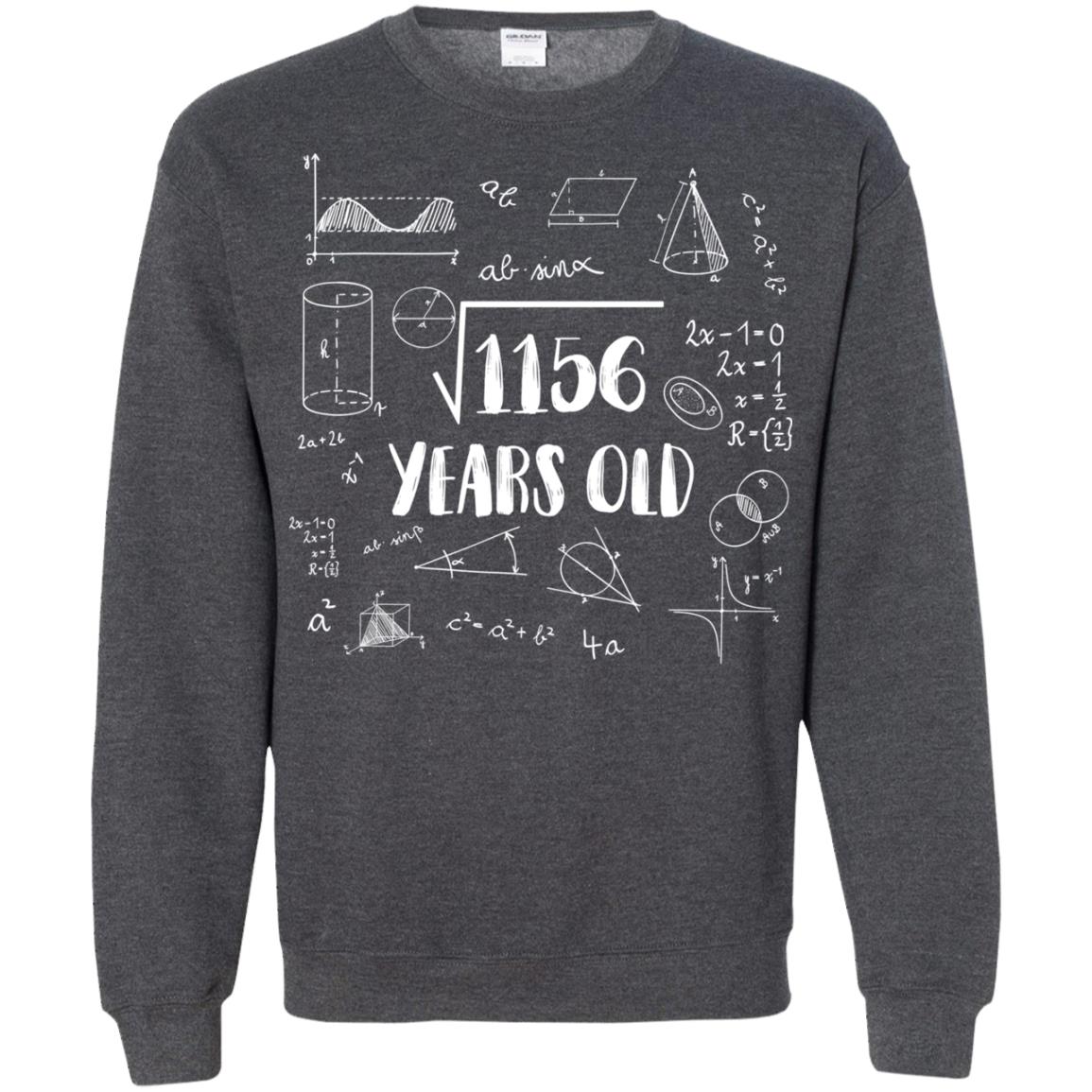 Square Root Of 1156 34th Birthday 34 Years Old Math T-shirt Dark Heather