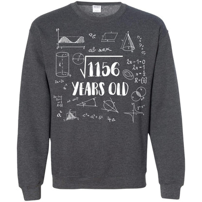 Square Root Of 1156 34th Birthday 34 Years Old Math T-shirt Dark Heather