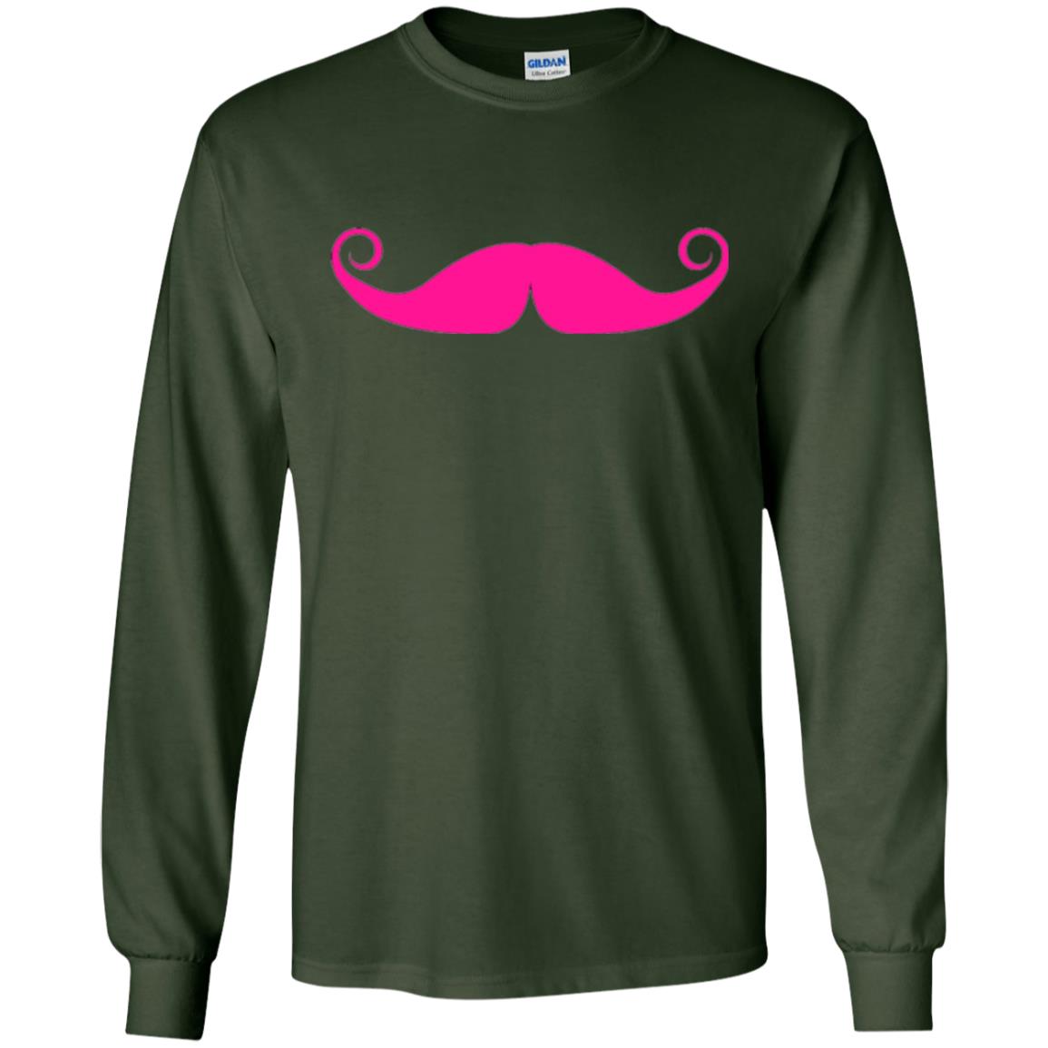Pink Mustache T-shirt Funny Gift For Men Forest Green