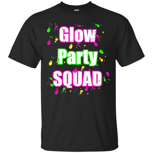 Glow Party Squad Paint Splatter Effect Neon Glow Party Shirt For Girls Black
