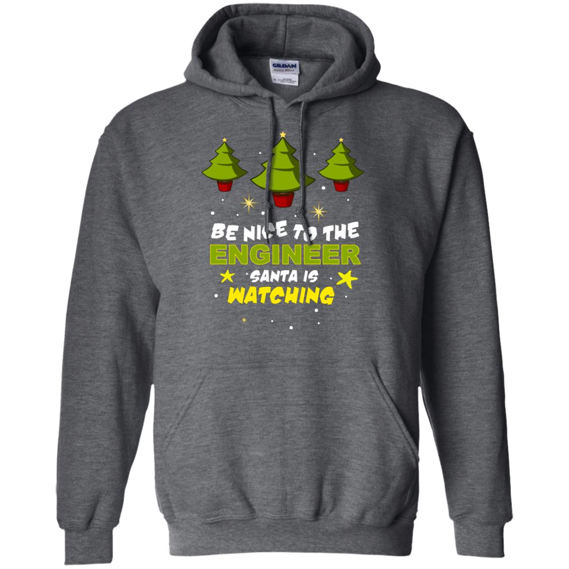 Be Nice To Be Engineer Santa Is Watching X-mas Gift Shirt Dark Heather