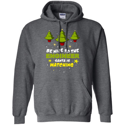Be Nice To Be Engineer Santa Is Watching X-mas Gift Shirt Dark Heather