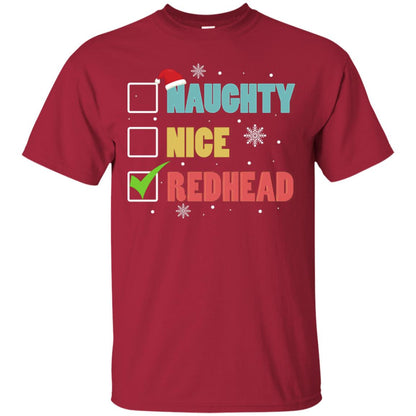 Nice Naughty Redhead X-mas List Gift Shirt Cardinal