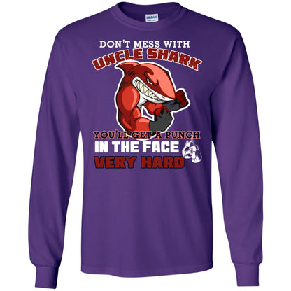 Don't Mess With Uncle Shark You'll Get A Punch In The Face Very Hard Family Shark Shirt Purple