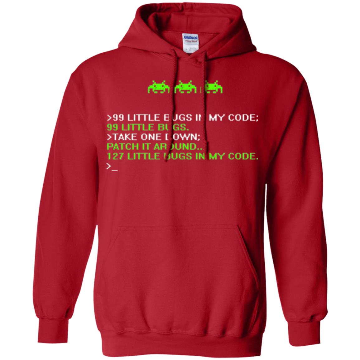 Programmer T-shirt 99 Little Bugs In My Code Red