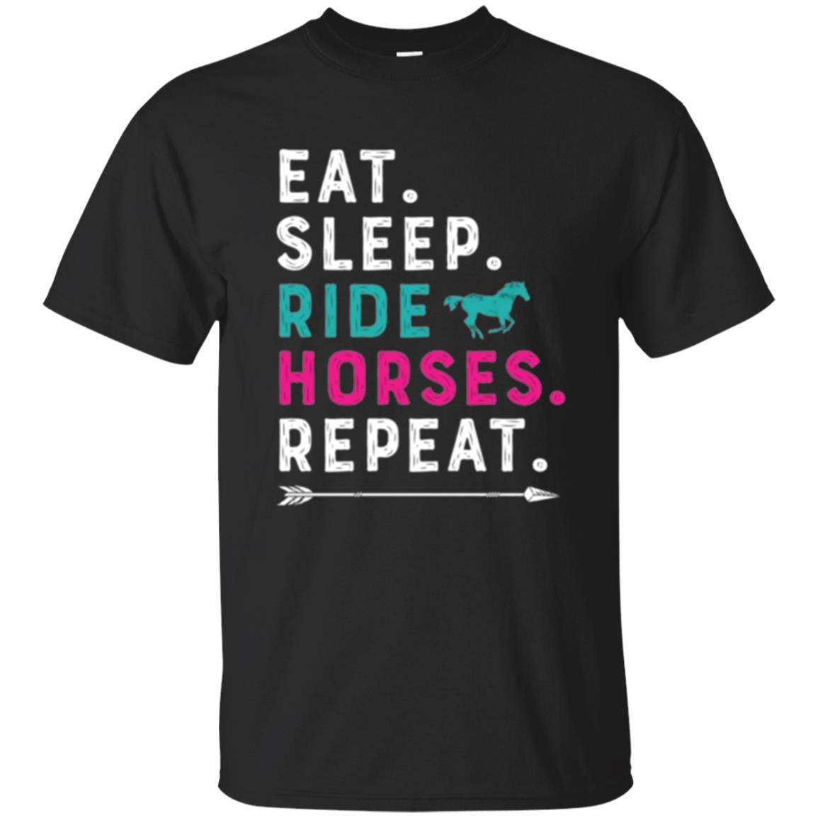 Horseback Riding T-shirt Eat Sleep Ride Horses Repeat Black