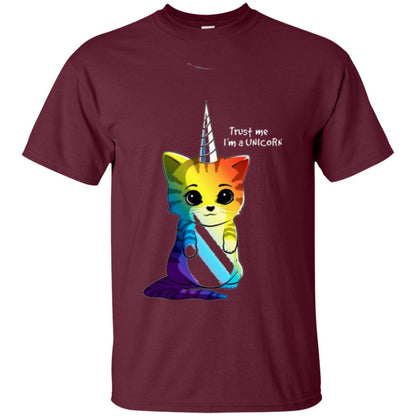 Cat Lovers T-shirt Caticorn Rainbow Trust Me I_m A Unicorn Maroon
