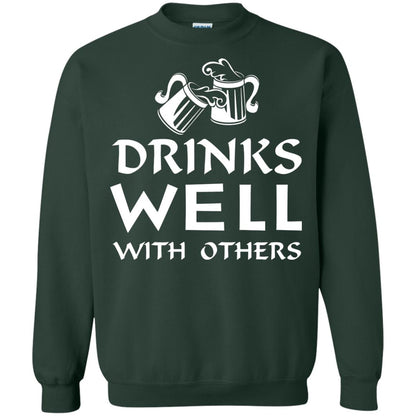 Drinks Well With Others St. Patrick_s Day T-shirt Forest Green