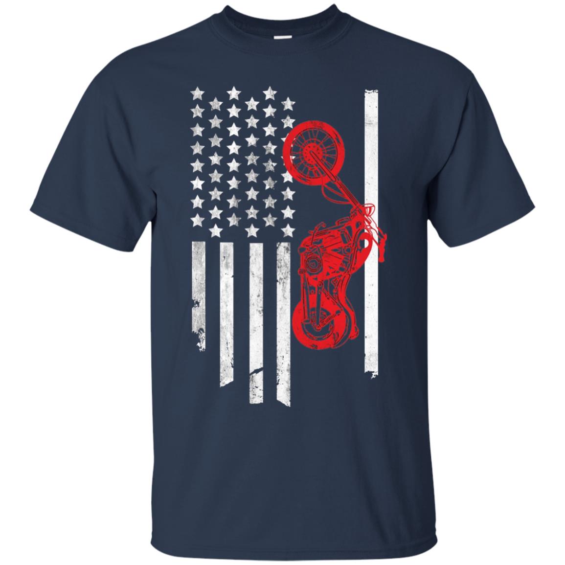 Old American Flag Motorcyclist Shirt Navy