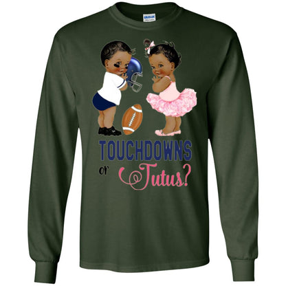 Ethnic Touchdowns Or Tutus Gender Reveal Party Football Lover T-shirt Forest Green