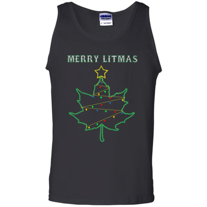 Merry Litmas Get Lit Christmas Tree With Light Shirt Black