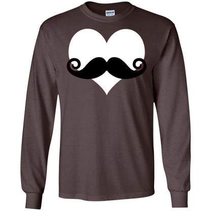 Mustache Heart Valentines Day T-shirt Dark Chocolate