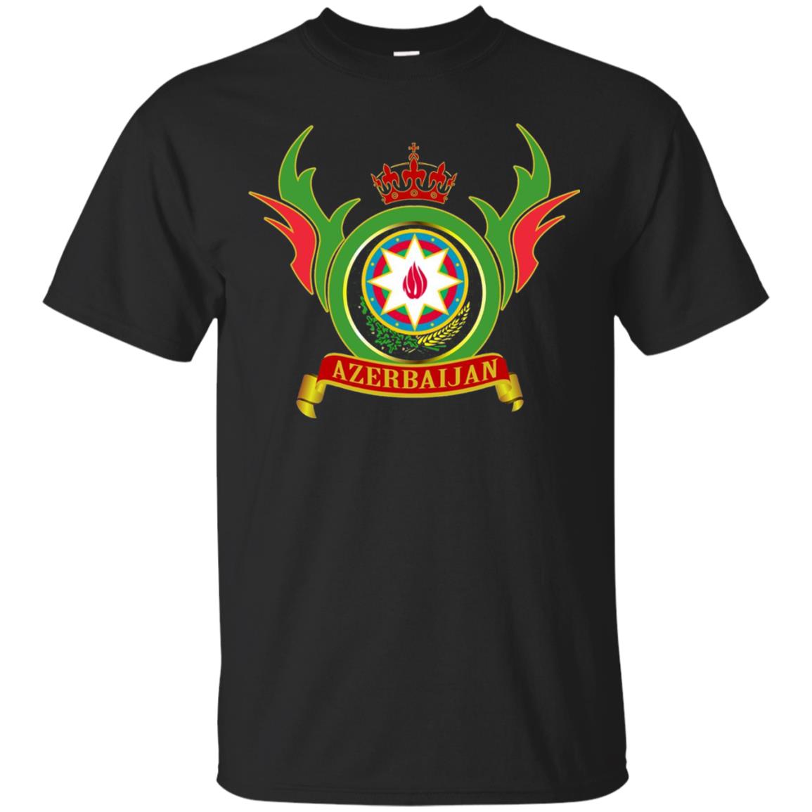Azerbaijan Arms Coat Flag T-shirt Black