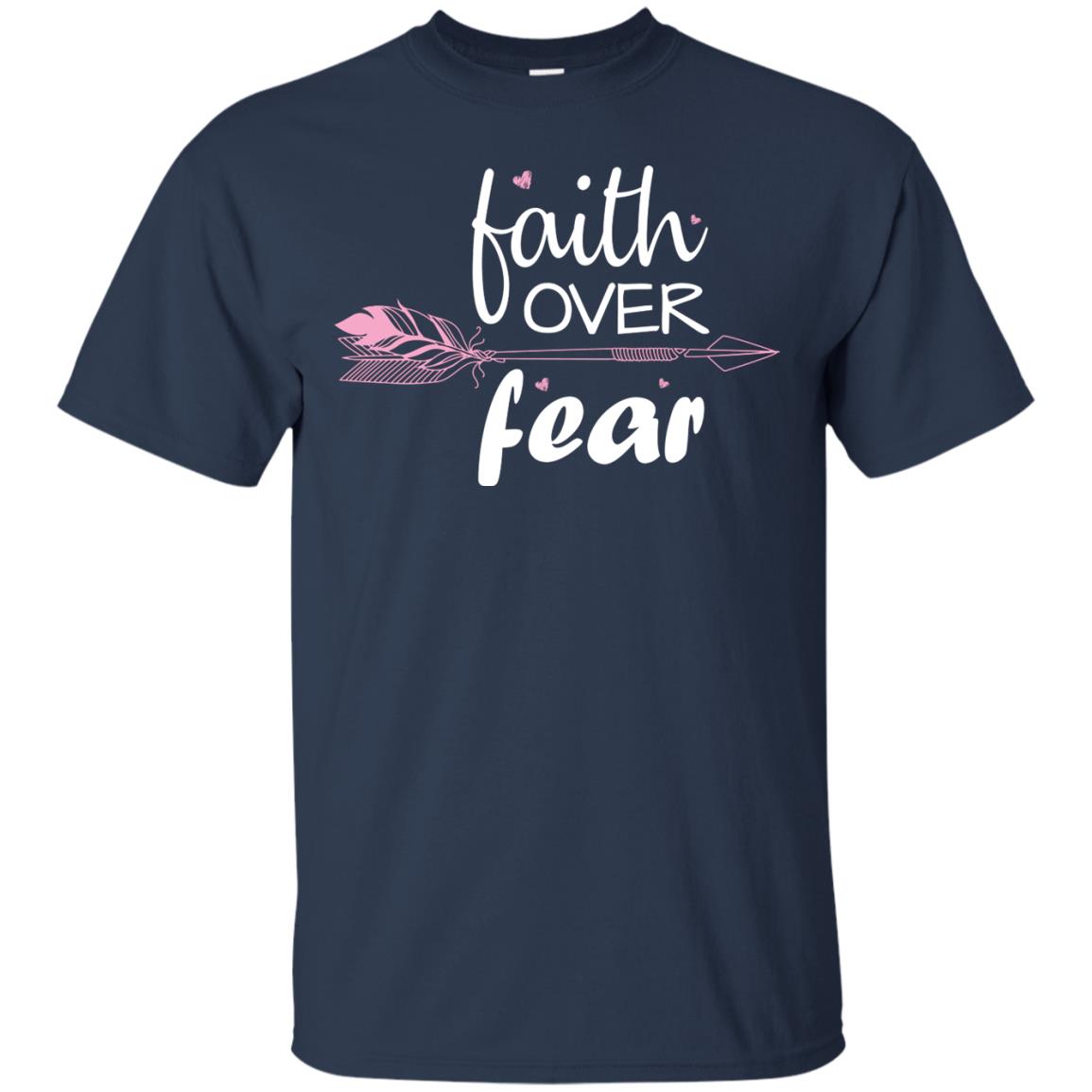 Faith Over Fear Arrow Christian Shirt Navy