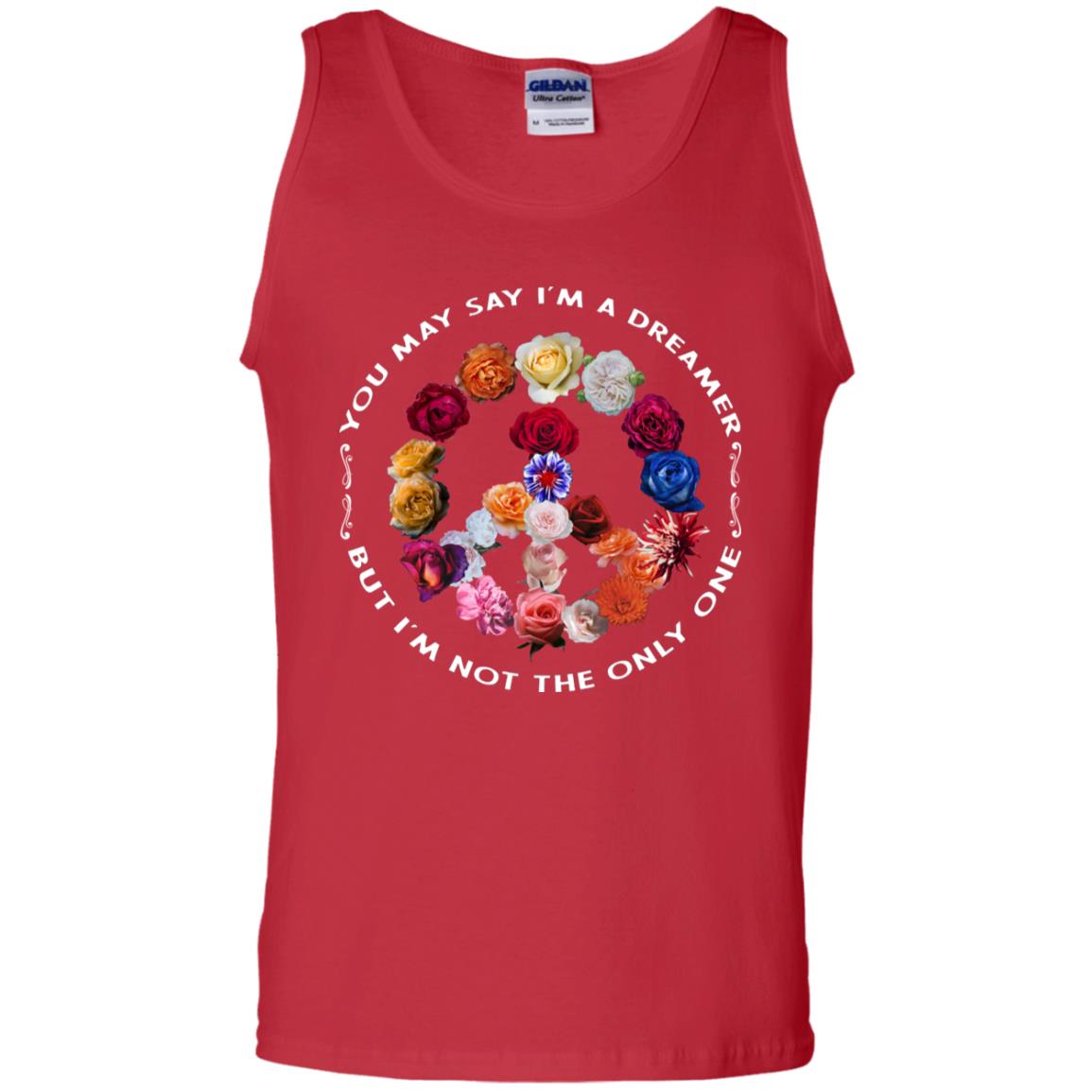 You May Say I_m A Dreamer But I_m Not The Only One Floral Peace Sign Shirt Red