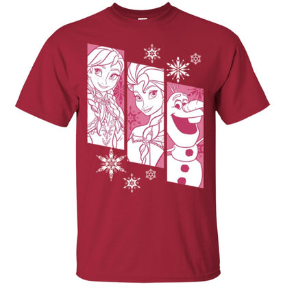 Frozen Anna Elsa Olaf Snowflake Panel Graphic T-shirt Cardinal