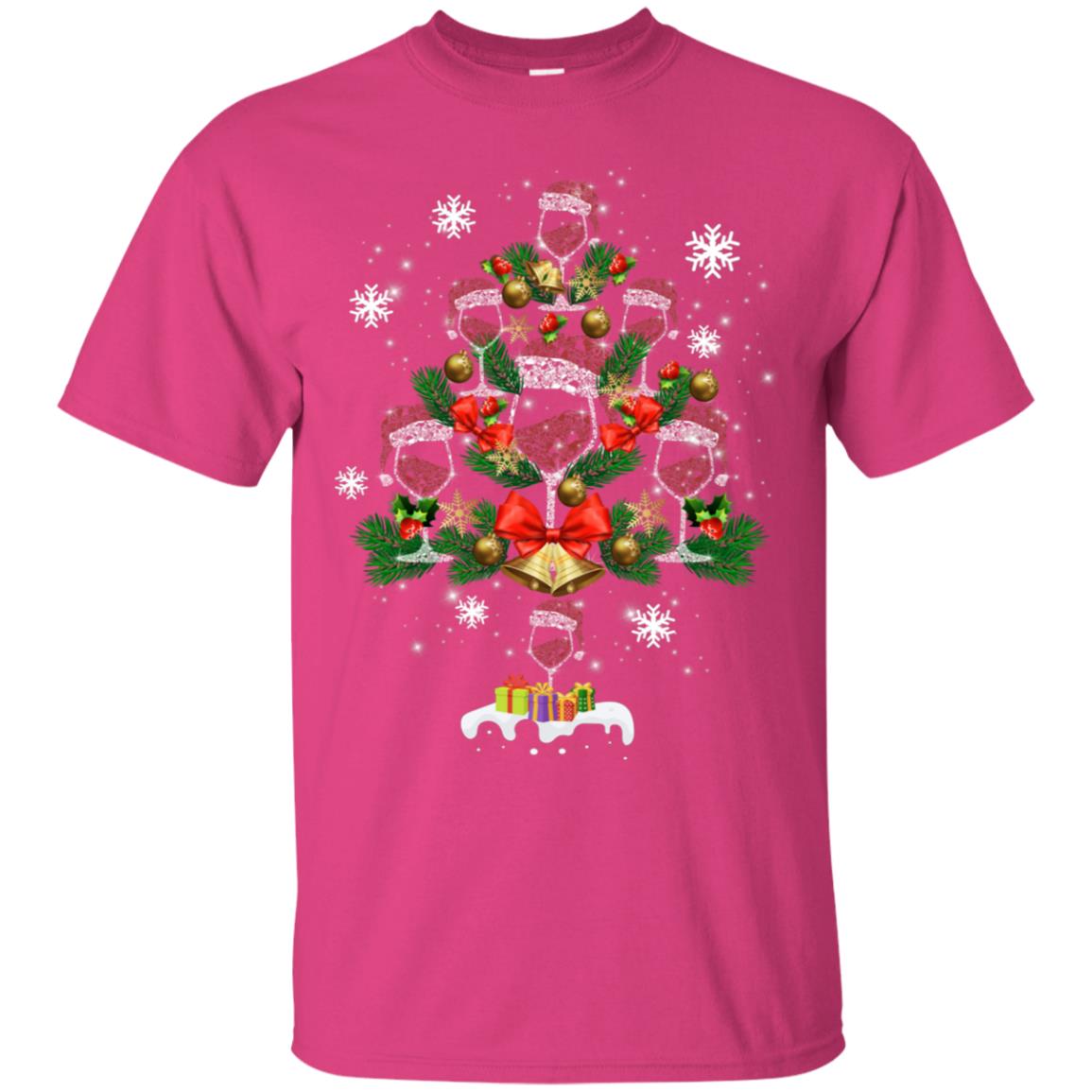 Wine X-mas Tree Drinking Lovers Idea Shirt Heliconia