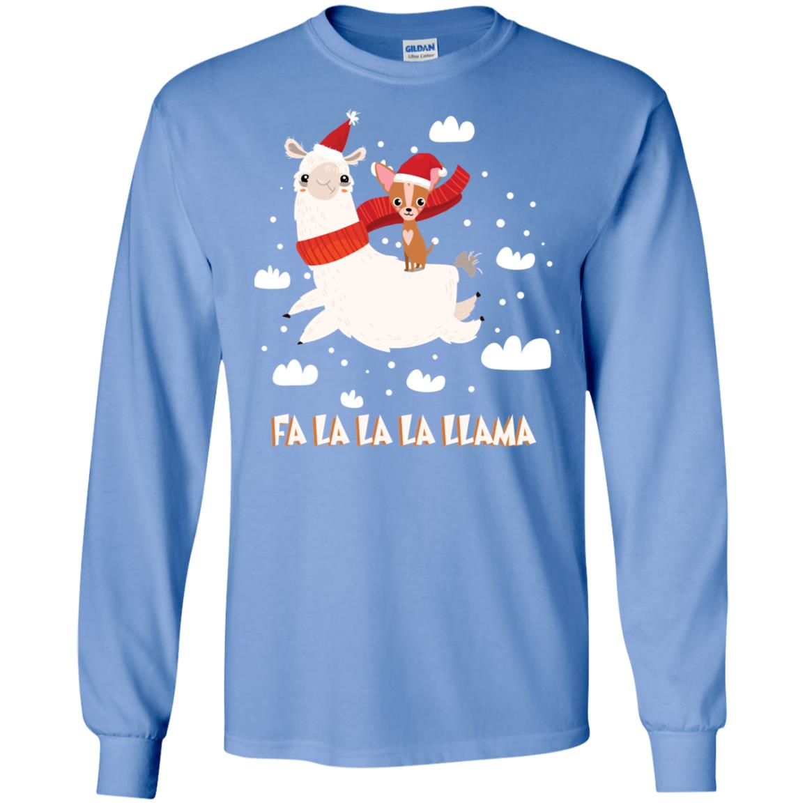 Fa La La La Llama With Chihuahua X-mas Gift Shirt Carolina Blue