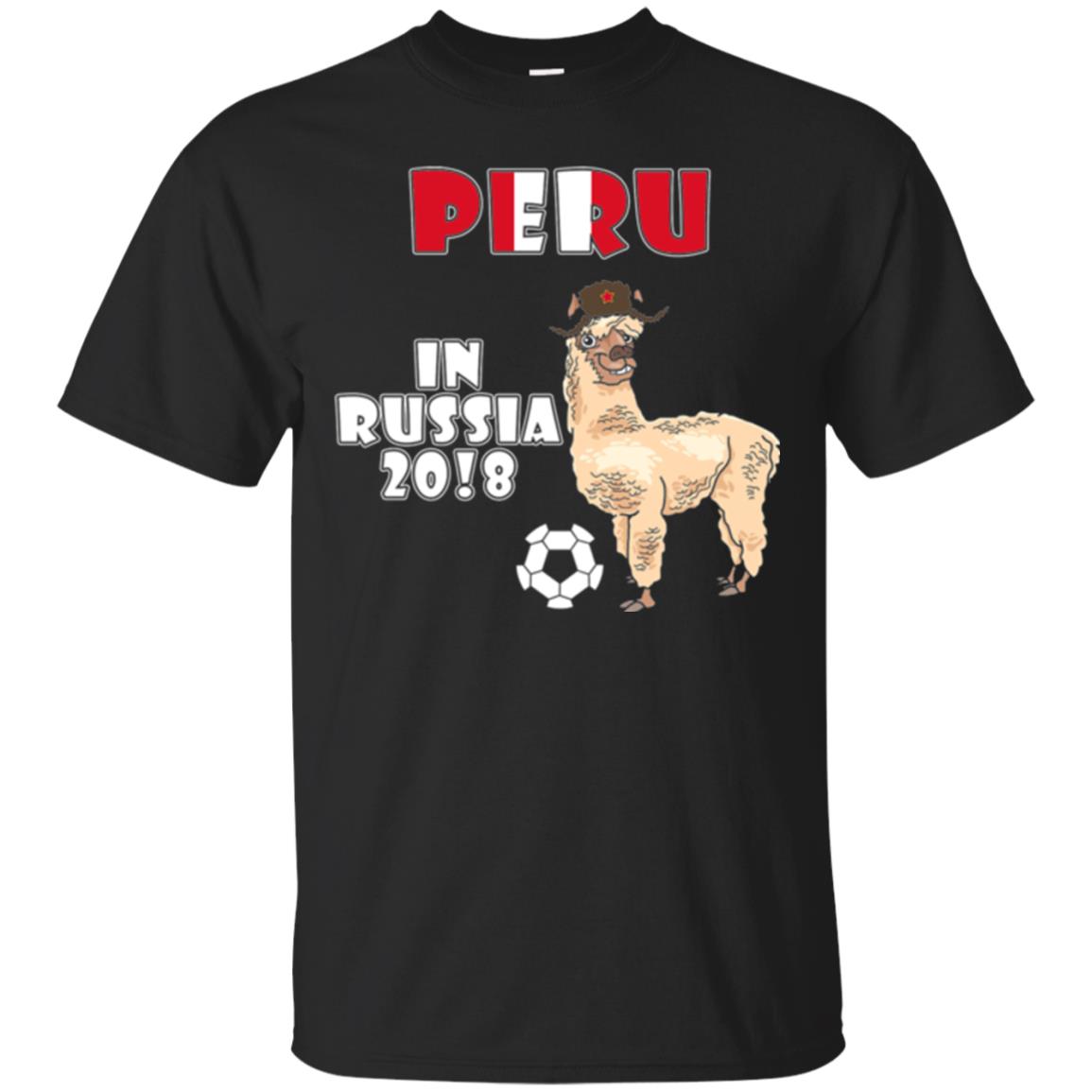 Soccer T-shirt Peru National Team Llama In Russia 2018 Cup Black