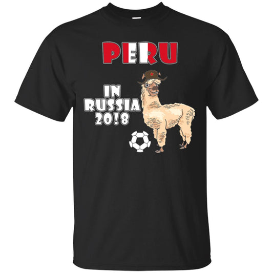 Soccer T-shirt Peru National Team Llama In Russia 2018 Cup Black