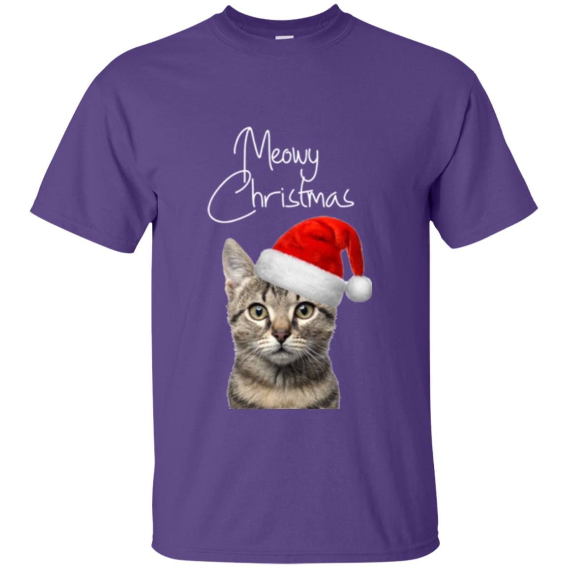 Cat Lovers T-shirt Merry Christmas Purple