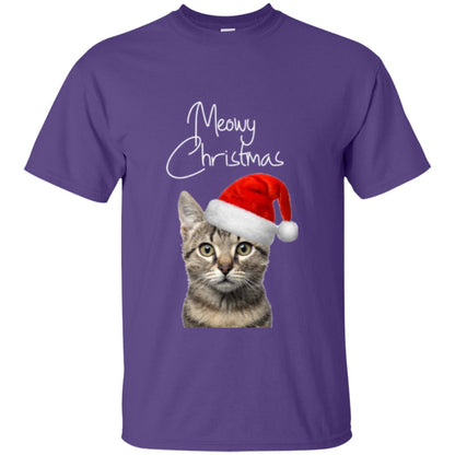 Cat Lovers T-shirt Merry Christmas Purple