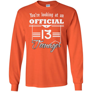 You're Looking At An Official 13 Teenager 13rd Birthday ShirtG240 Gildan LS Ultra Cotton T-Shirt