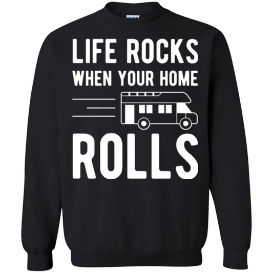 Camper Rv T-shirt Life Rocks When Your Home Roll Black
