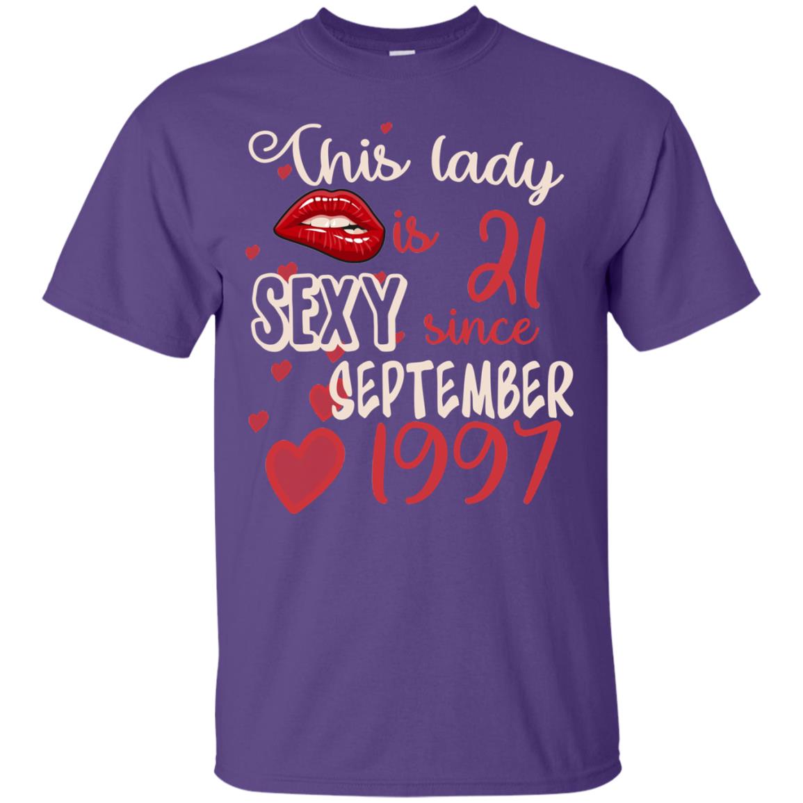 This Lady Is 21 Sexy Since September 1997 21st Birthday Shirt For September Womens Purple