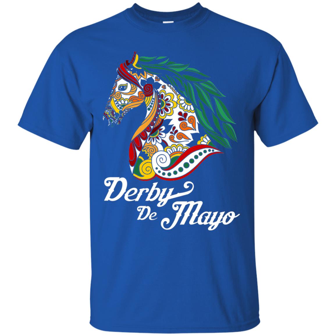 Derby Cinco De Mayo Floral Horse Race T-shirt Royal