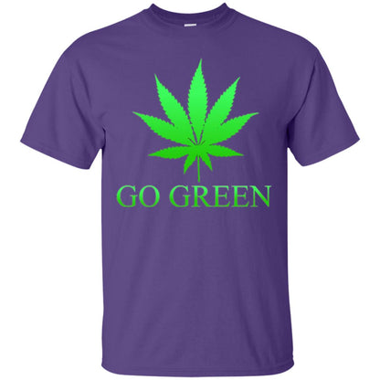 Go Green Weed T Shirt Marijuana Leaf Purple