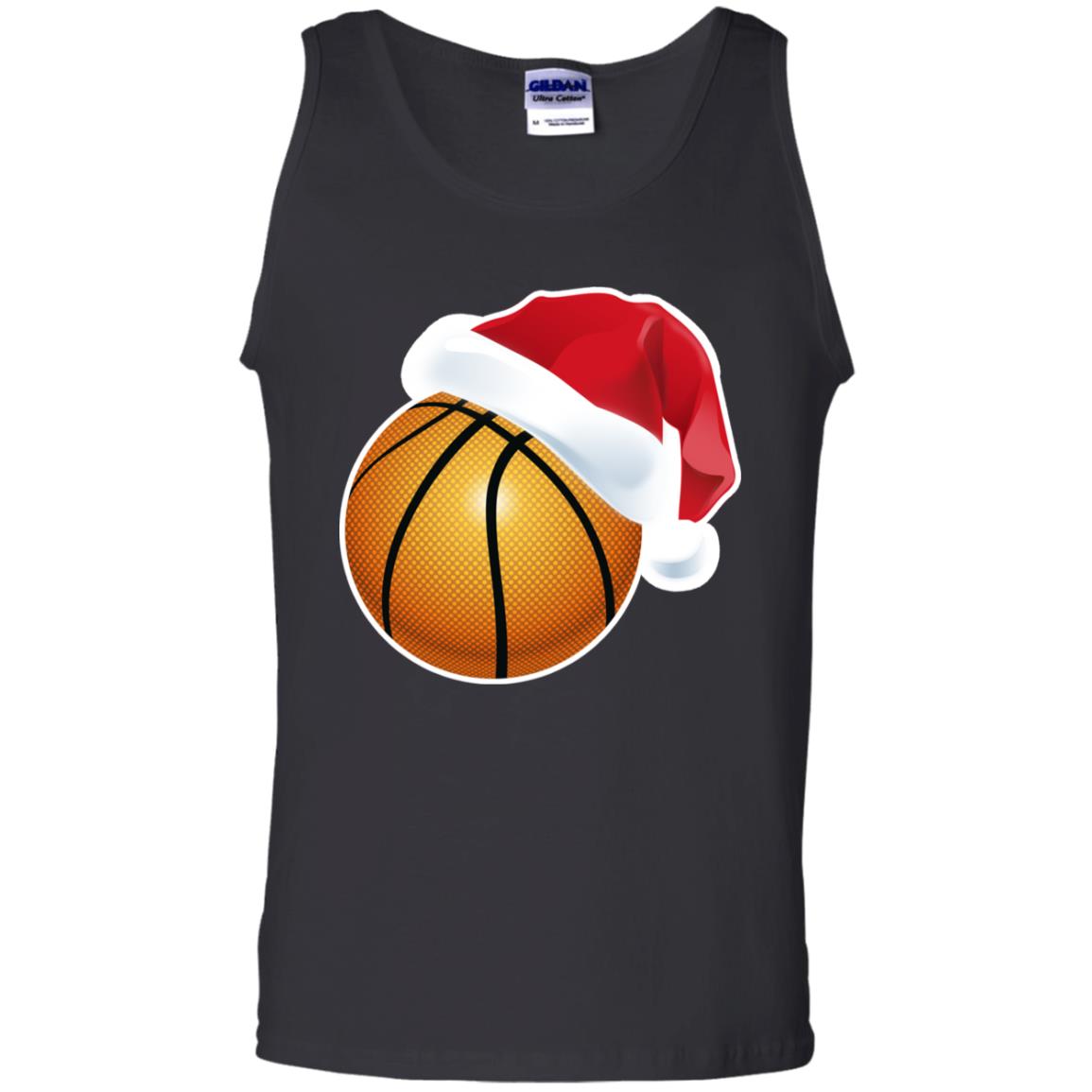 Basketball With Santa Claus Hat X-mas Shirt For Basketball Lovers Black