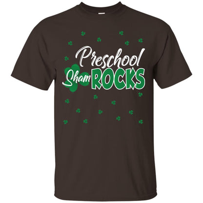Preschool Shamrocks St. Patrick_s Day School T-shirt Dark Chocolate