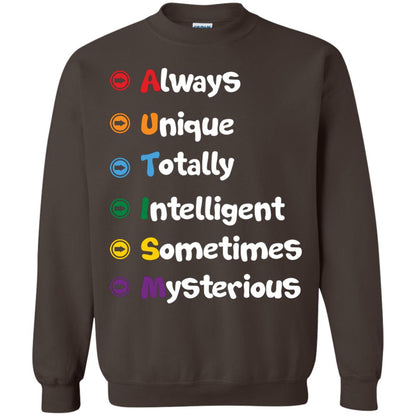 Always Unique Totally Intelligent Autism Awareness T-shirt Dark Chocolate