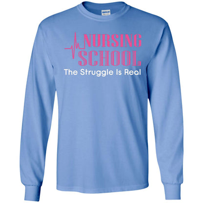 Nursing School The Struggle Is Real Nurse Gift Shirt For Student Carolina Blue