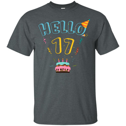 Hello 17 Seventeen Years Old 17th 2001s Birthday Gift Shirt Dark Heather