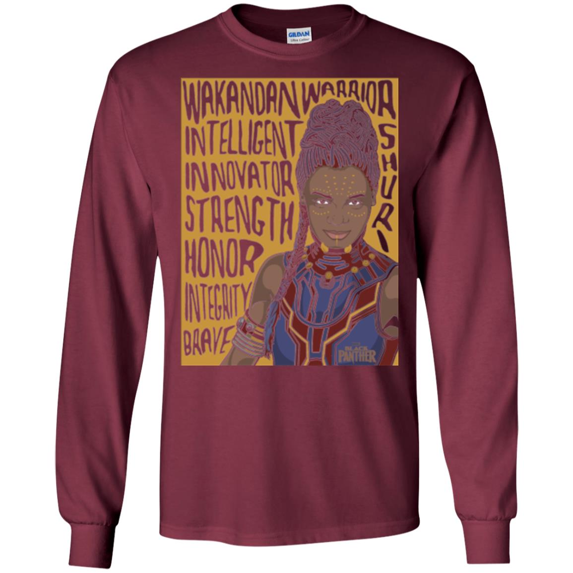 Black Panther Movie Shuri Word Art T-shirt Maroon
