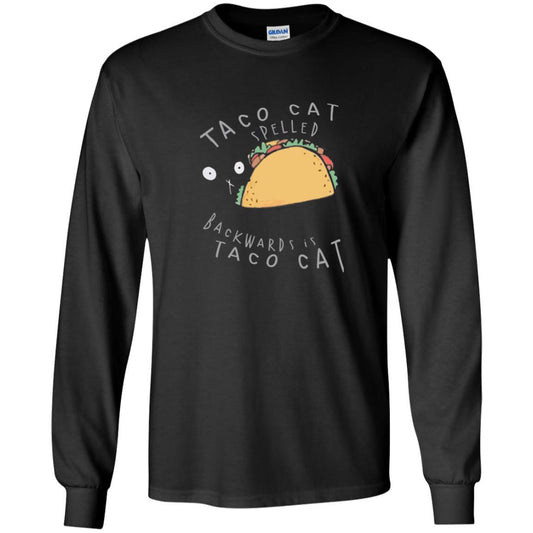 Cat Lovers T-shirt Taco Cat Spelled Backward Is Taco Cat Black