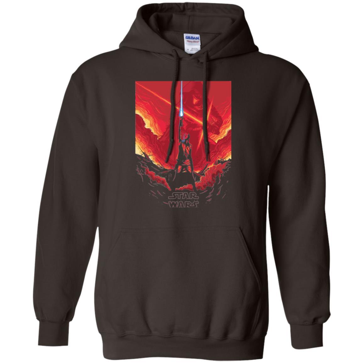 Film T-shirt Star Wars Last Jedi Rey Saber Reach Red Poster Dark Chocolate