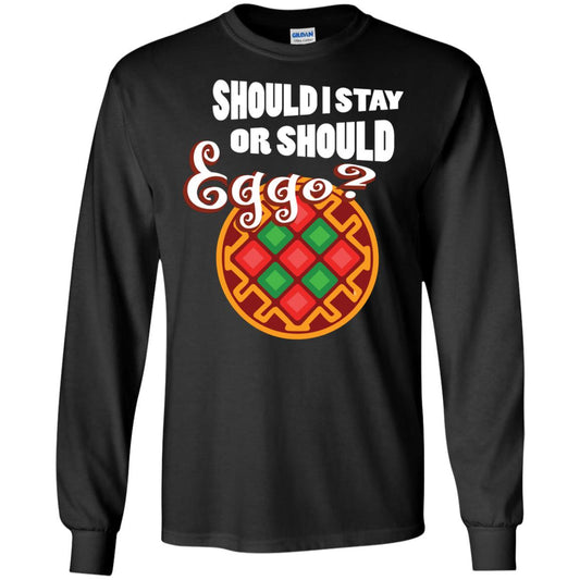 Waffle Lover T-shirt Should I Stay Or Should Eggo Black