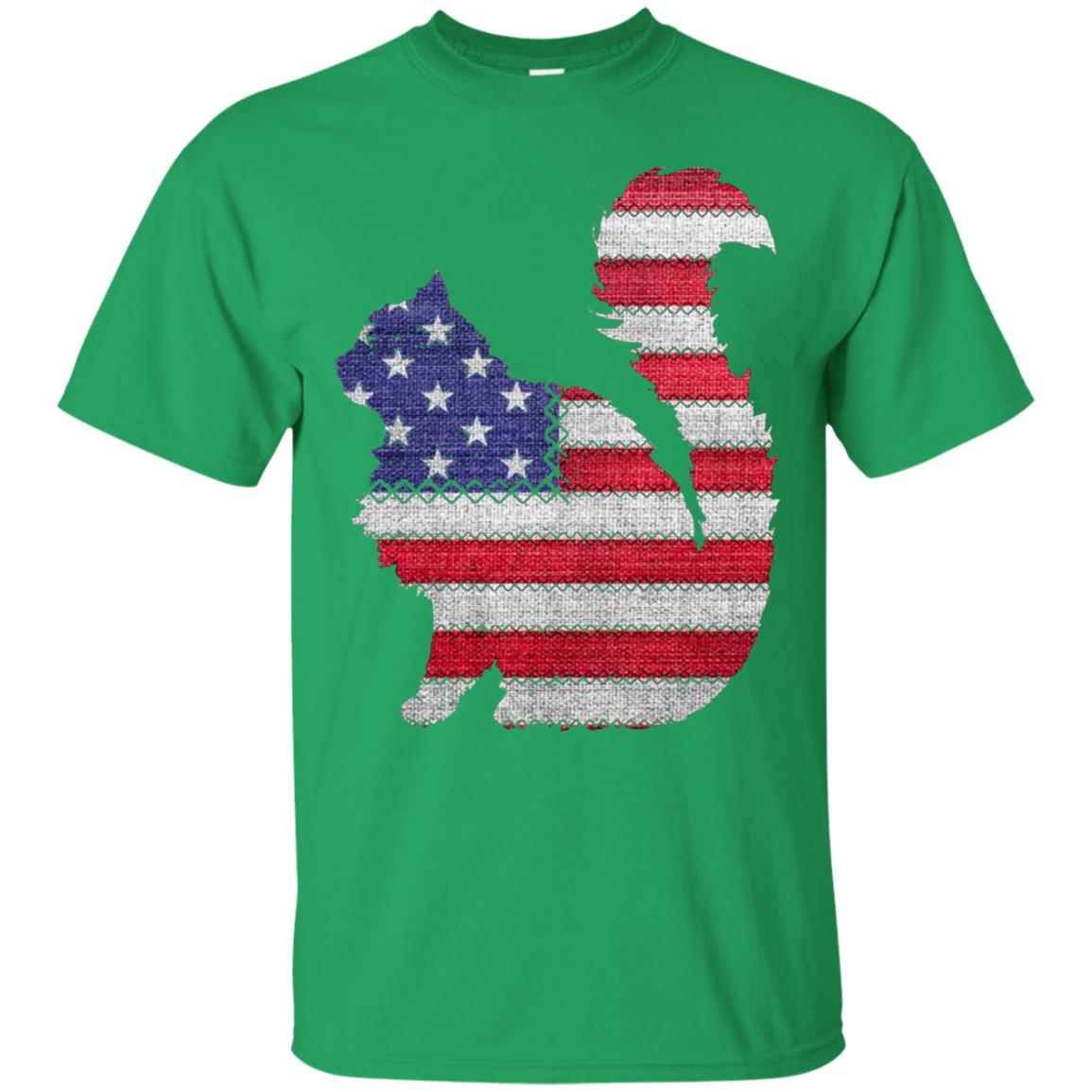 Patriotic Maine Coon American Flag Embroidery T-shirt Irish Green
