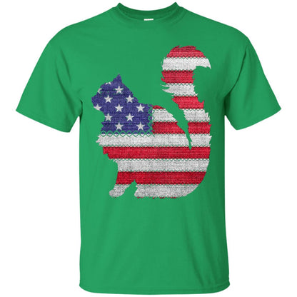Patriotic Maine Coon American Flag Embroidery T-shirt Irish Green