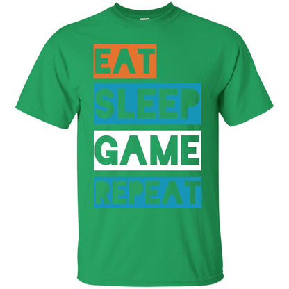 Eat Sleep Game Repeat Video Gamer Player T-shirt Irish Green