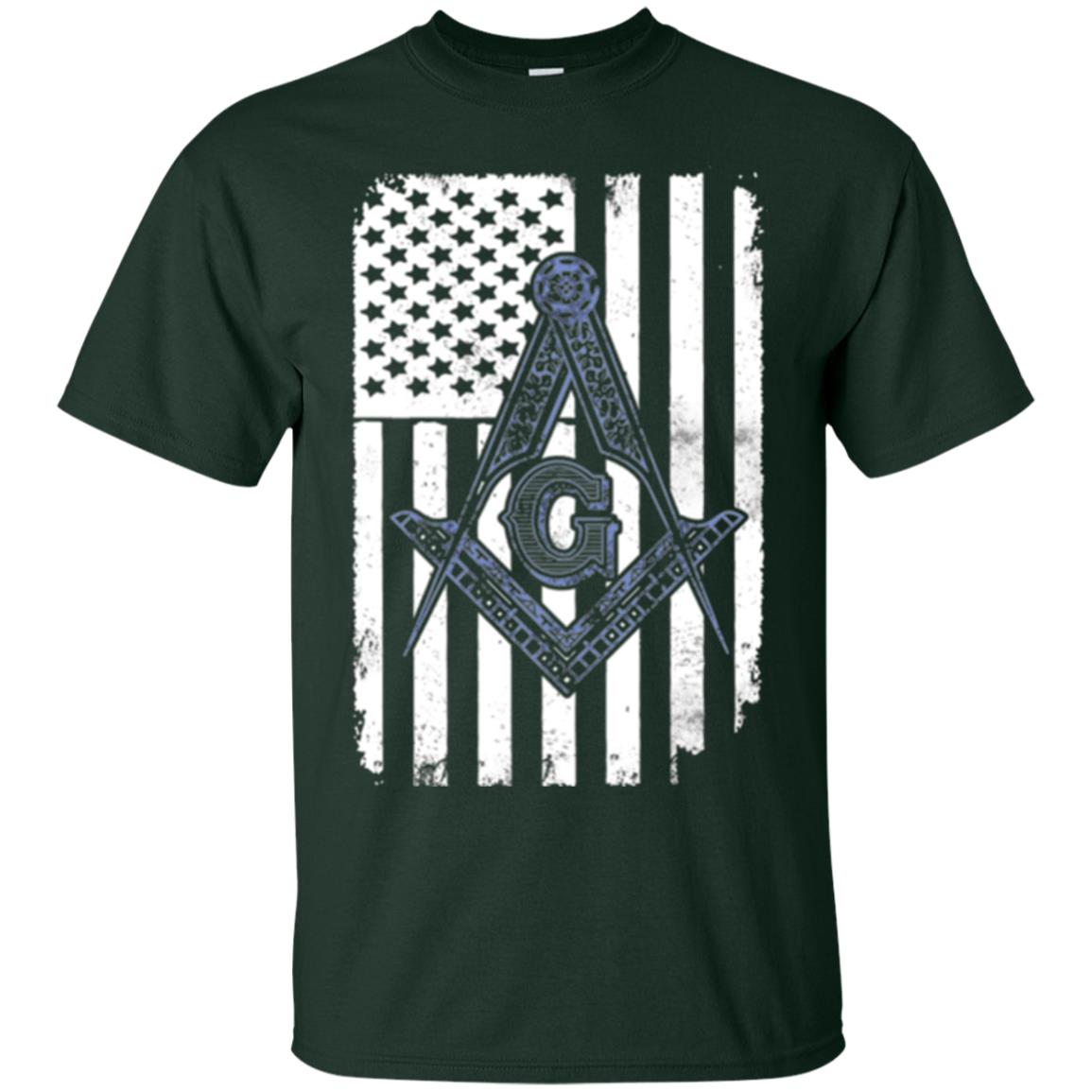 Freemason Usa Flag Logo Freemasonry America T-shirt Forest Green